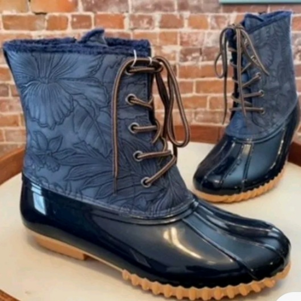 Floral duck boots